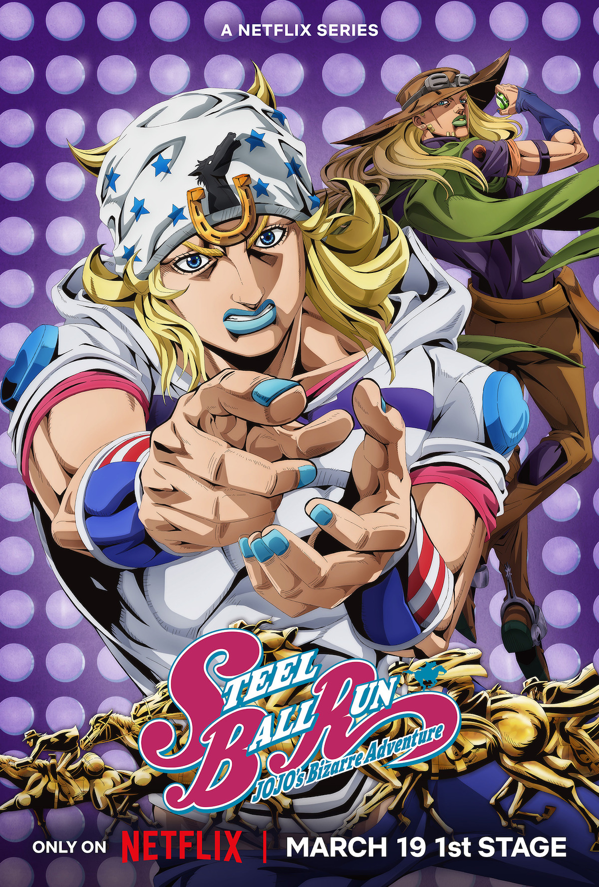 Imagen principal de STEEL BALL RUN de JoJo's Bizarre Adventure confirma su 2nd STAGE para otono de 2026 en Netflix