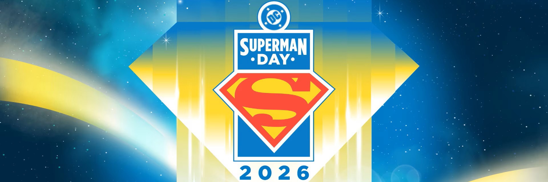 Banner oficial de DC para Superman Day 2026 con actividades globales y foco en Supergirl
