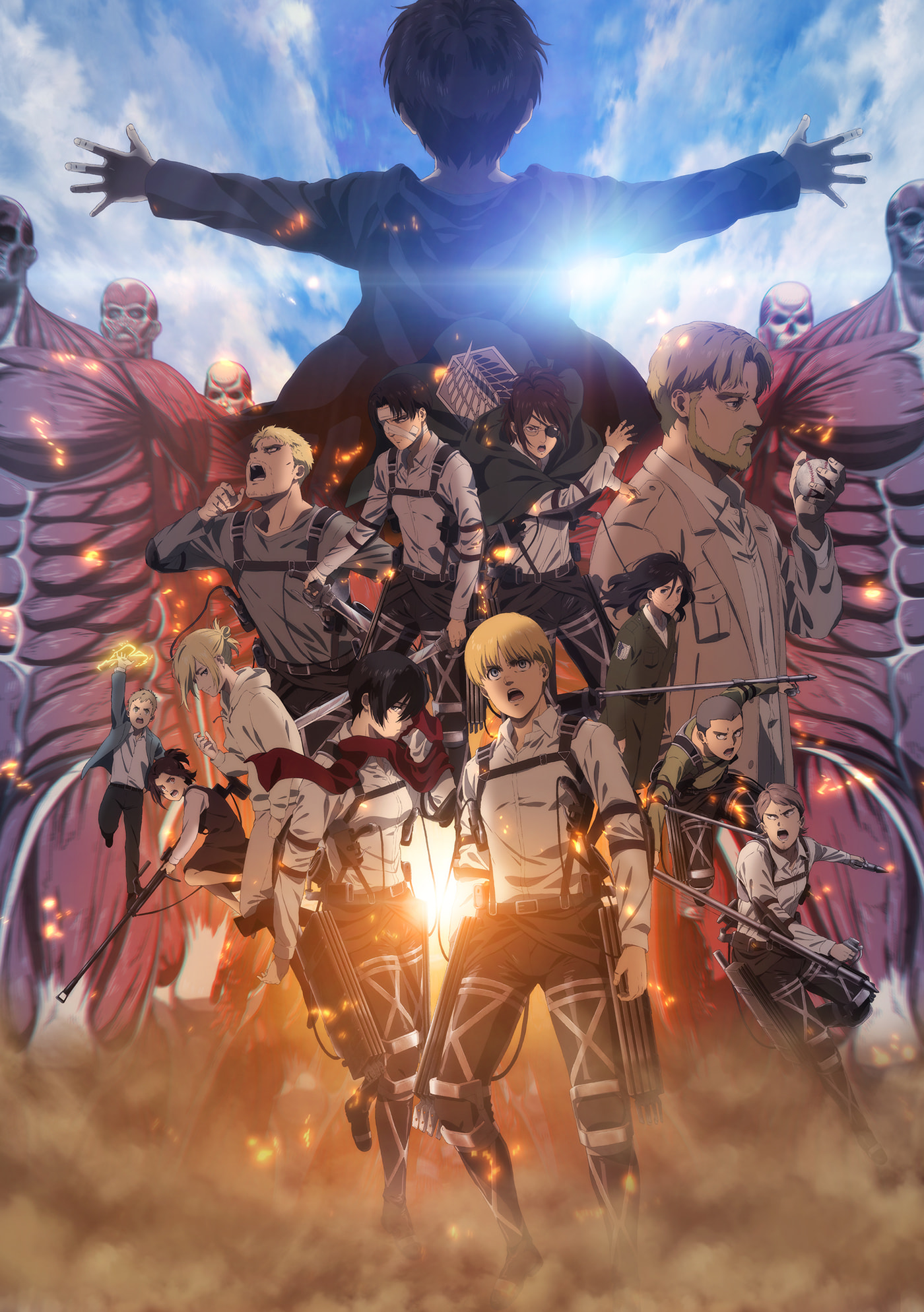 Arte oficial de Attack on Titan: THE LAST ATTACK con Eren y el elenco principal
