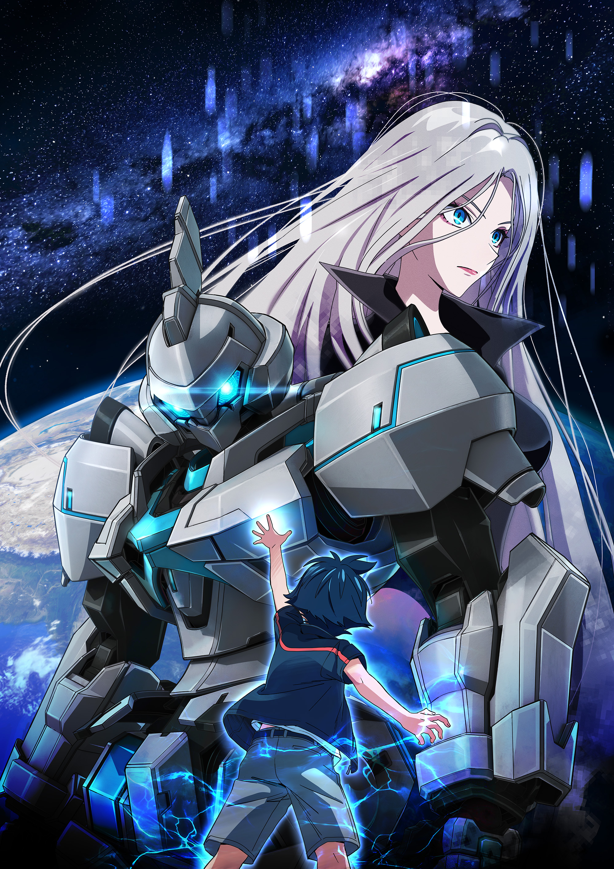 Teaser visual oficial de Vertex Force con protagonista y mecha de fondo