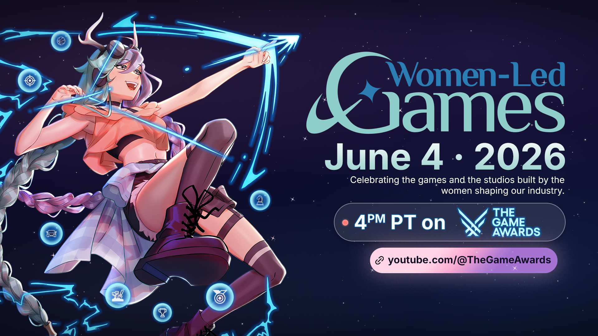 Arte oficial de Women Led Games Showcase en la programación de Summer Game Fest 2026