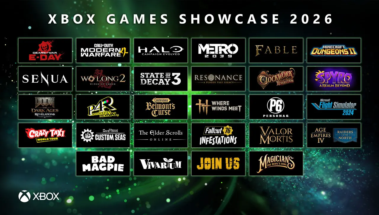 Mosaico oficial de anuncios del Xbox Games Showcase 2026