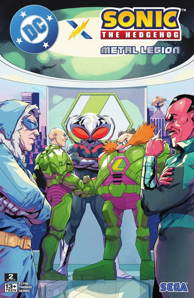 Portada oficial de DC x Sonic The Hedgehog Metal Legion número 2