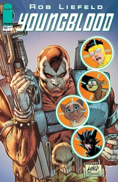 Portada oficial de la segunda impresión de Youngblood número 100