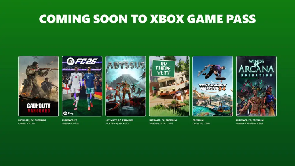 Arte oficial de Xbox Game Pass con los juegos anunciados para la segunda ola de junio de 2026