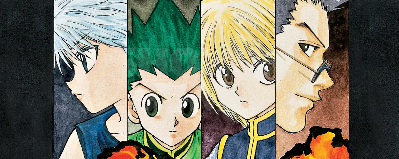 Arte oficial de Hunter x Hunter en la cabecera de lectura de VIZ Shonen Jump
