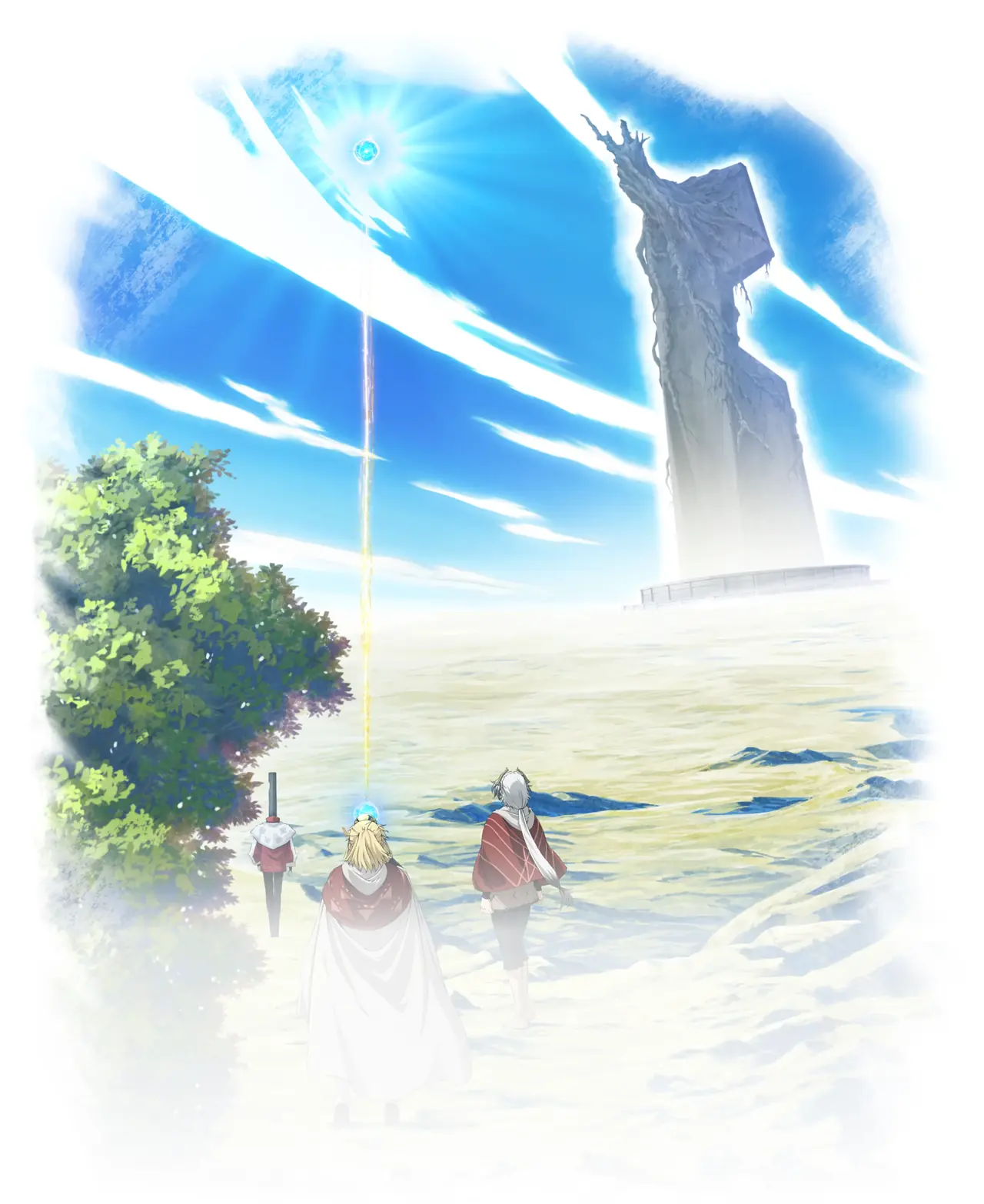 Visual oficial de The Bugle Call con Luca y sus compañeros avanzando hacia una torre