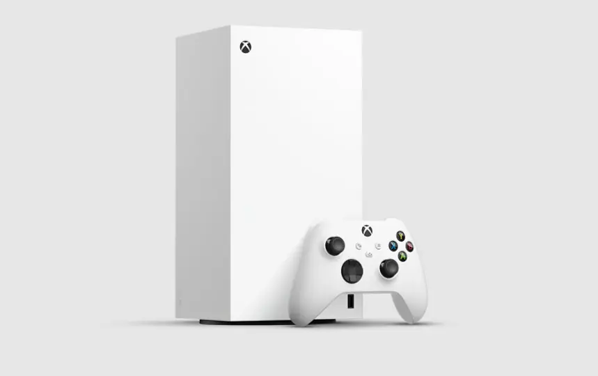 Xbox Series X digital blanca de 1 TB junto a su control inalámbrico oficial