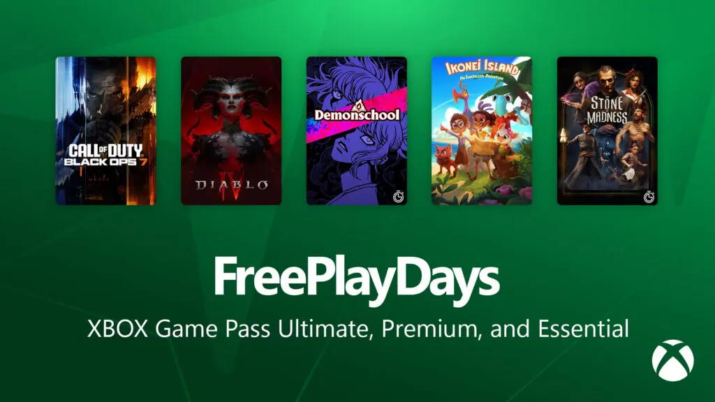 Montaje oficial de Xbox Free Play Days con Black Ops 7, Diablo IV y otros juegos del 2 de julio