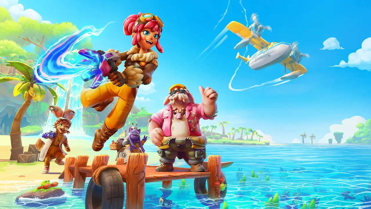 Arte oficial de Lou’s Lagoon con su hidroavión sobre el archipiélago Limbo