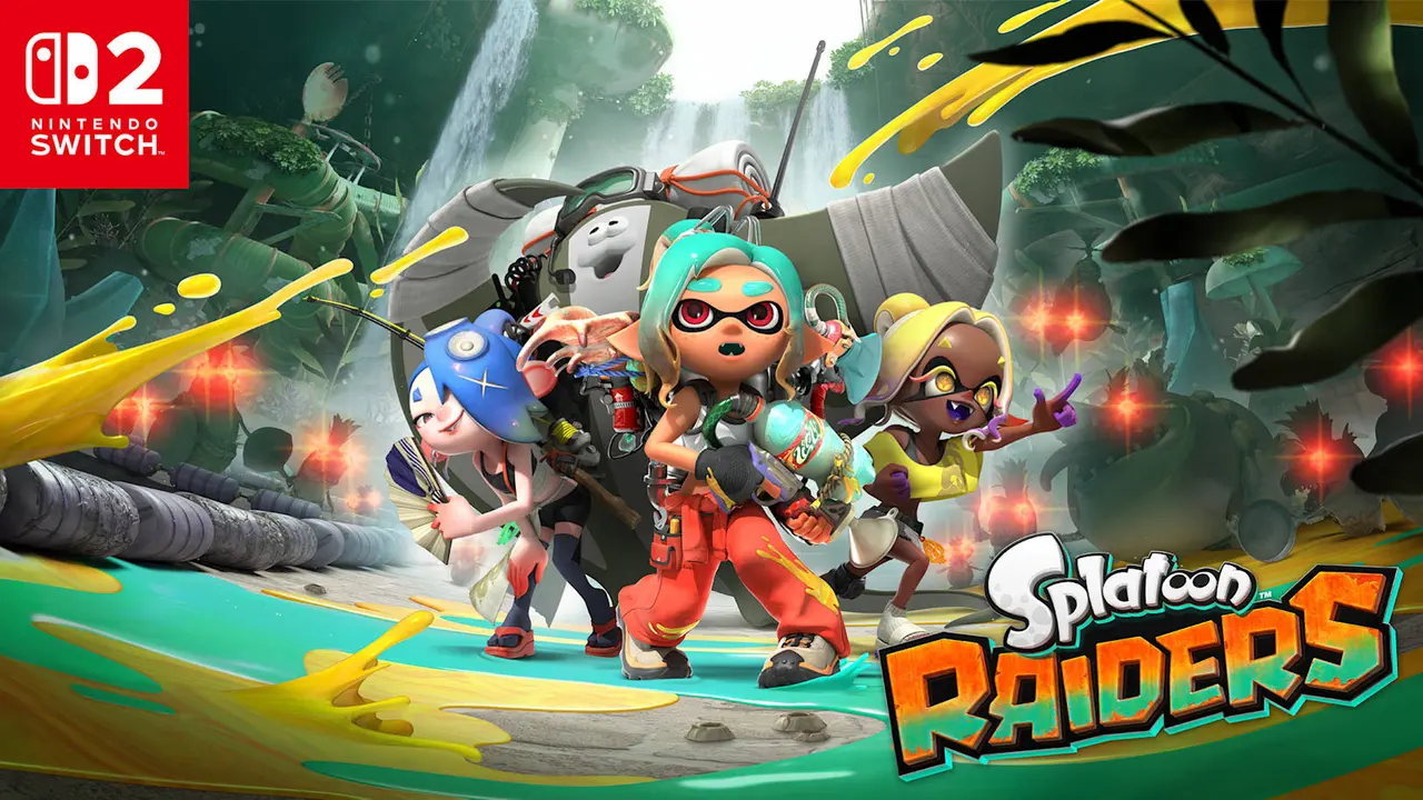 Imagen oficial de Splatoon Raiders con los personajes de Deep Cut en las islas Spirhalite