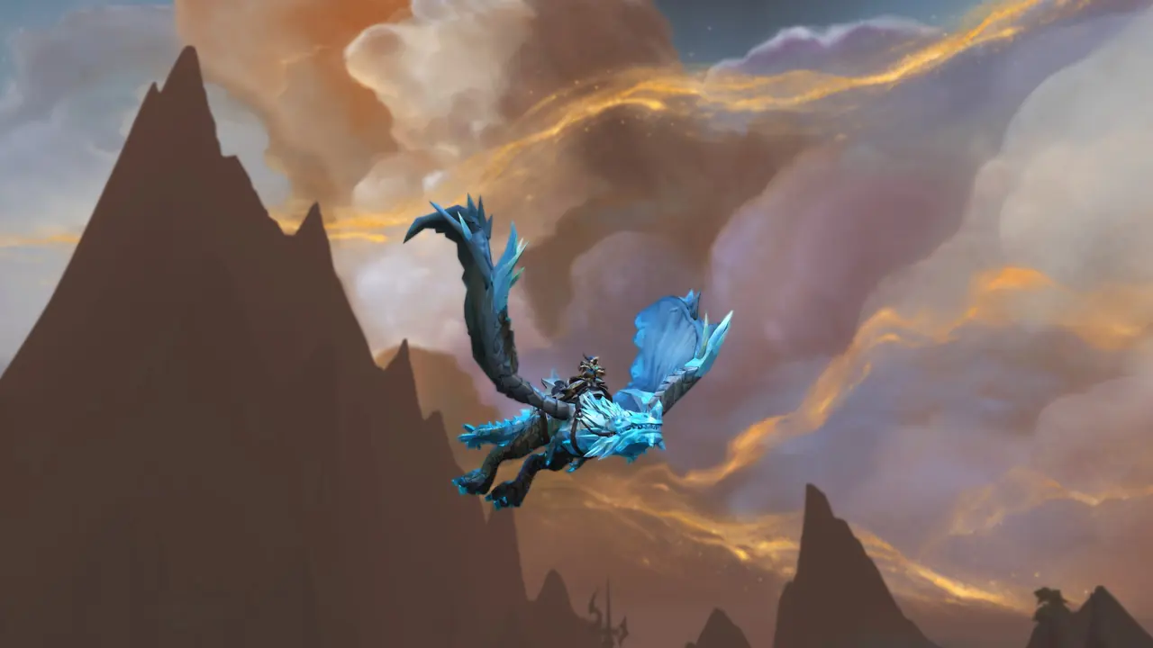 Dragón azul sobre las Islas Dragón en el arte oficial de Turbulent Timeways