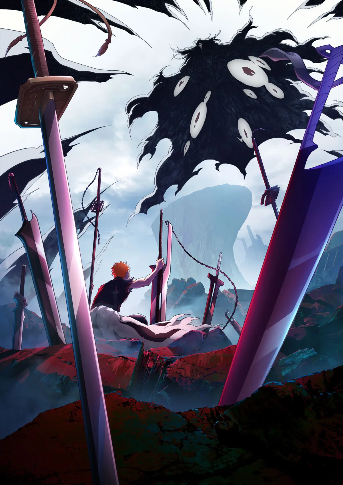 Ichigo frente a la amenaza de Yhwach en el visual oficial de Bleach La Calamidad