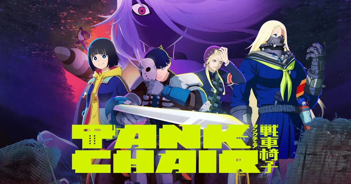 Nagi, Shizuka y el elenco en el visual oficial de Tank Chair