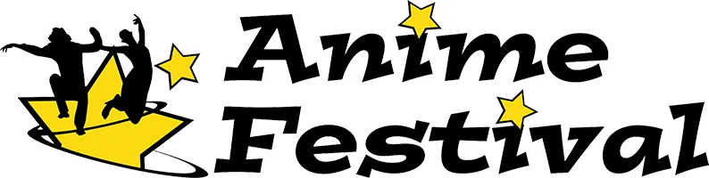 Marca oficial de Anime Festival, con una figura sobre una estrella amarilla y el nombre del encuentro.