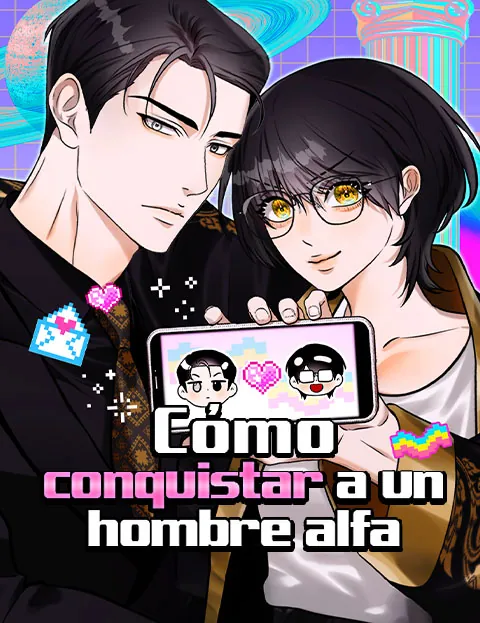 Portada oficial de Cómo conquistar a un hombre alfa, con sus dos protagonistas y un videojuego de citas.